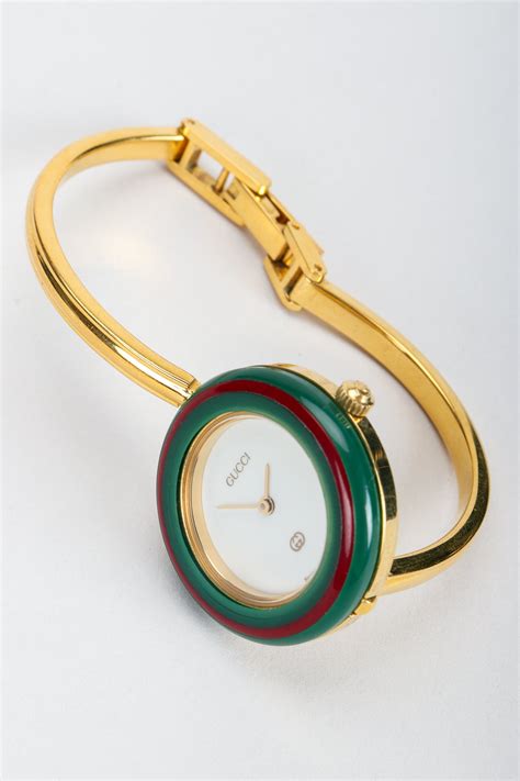 gucci watch women red and white cuff|gucci watch with bezels.